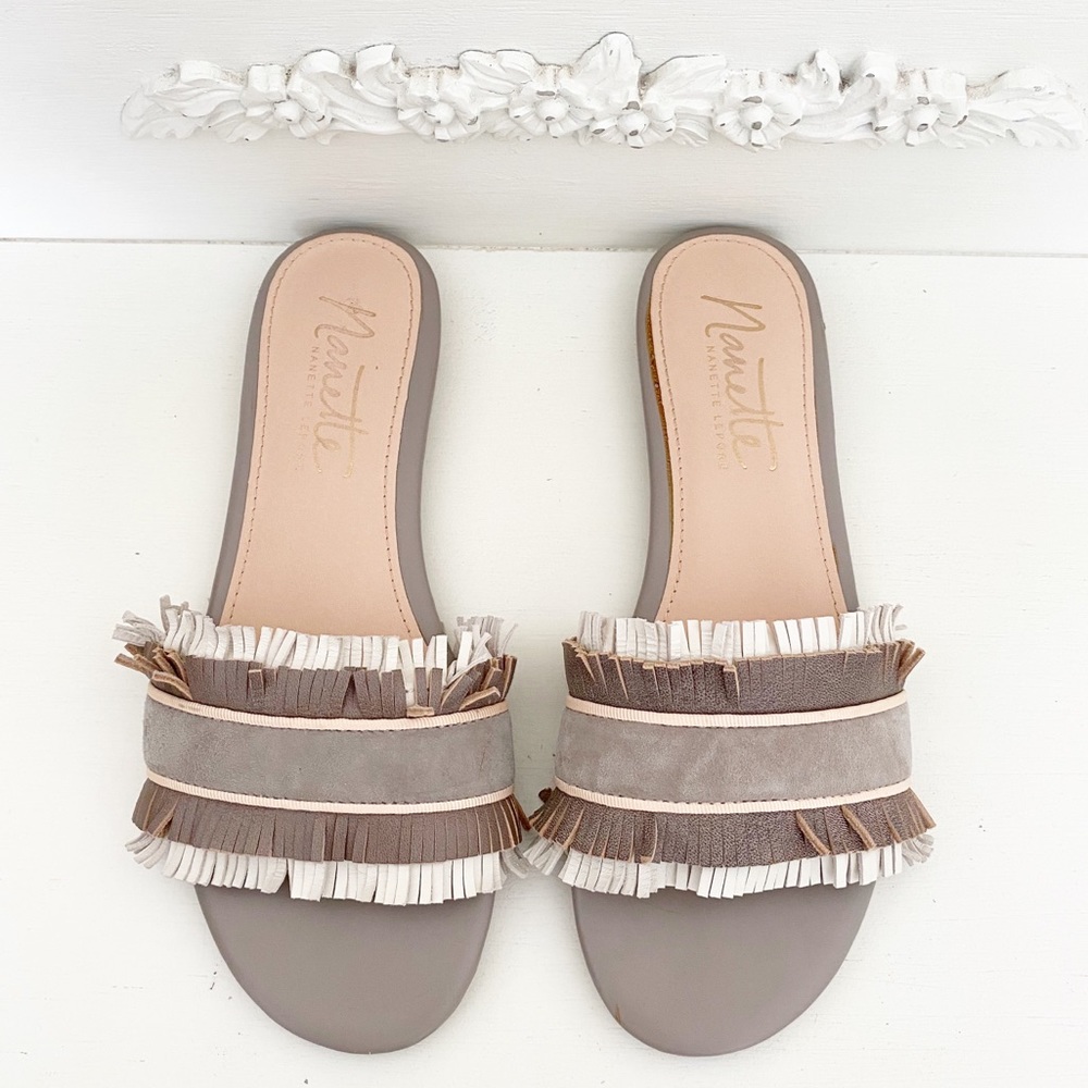 Nanette Lepore Boho Fringe Slides Sandals